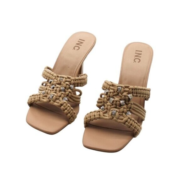 Inc Womens Black Comfort Ruched Birana Square Toe Stiletto Slip on Heeled Sandal - Picture 3 of 7